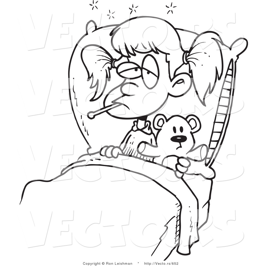 ... -resting-in-bed-with-teddy-bear-line-drawing-by-ron-leishman-652.jpg